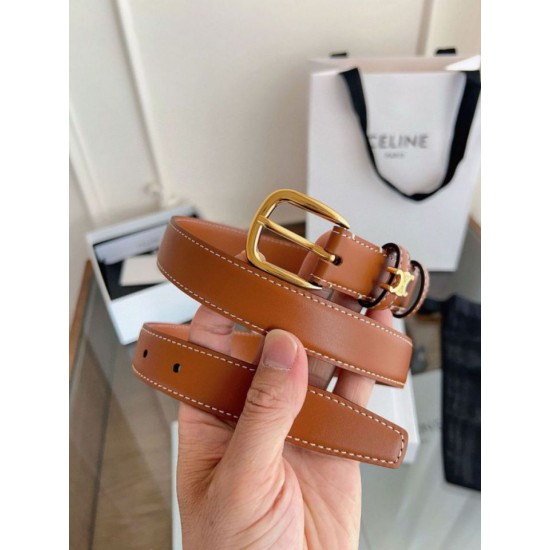 Premio Replica Cintura Vivienne Celine Medium 25mm in pelle di vitello naturale Marrone Imitazioni Outlet Online