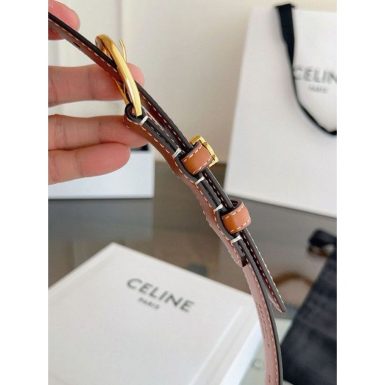 Premio Replica Cintura Vivienne Celine Medium 25mm in pelle di vitello naturale Marrone Imitazioni Outlet Online