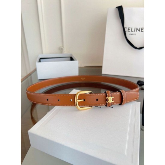 Premio Replica Cintura Vivienne Celine Medium 25mm in pelle di vitello naturale Marrone Imitazioni Outlet Online