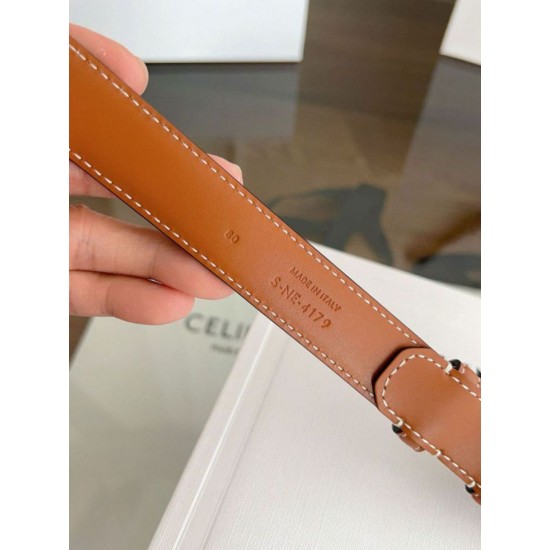 Premio Replica Cintura Vivienne Celine Medium 25mm in pelle di vitello naturale Marrone Imitazioni Outlet Online