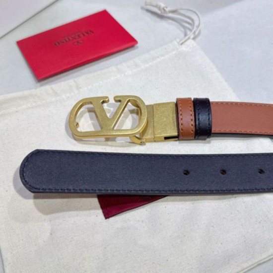 Premio Replica Cintura reversibile con logo VLogo Valentino Garavani 30mm Marrone/Nero Imitazioni Outlet Online