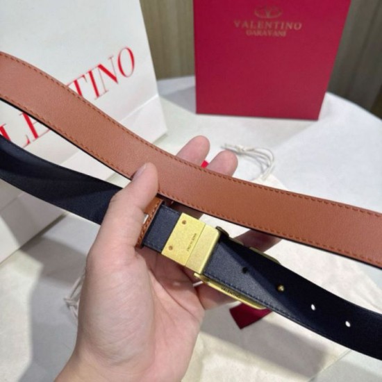 Premio Replica Cintura reversibile con logo VLogo Valentino Garavani 30mm Marrone/Nero Imitazioni Outlet Online