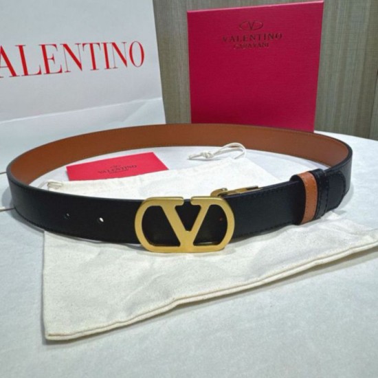 Premio Replica Cintura reversibile con logo VLogo Valentino Garavani 30mm Marrone/Nero Imitazioni Outlet Online