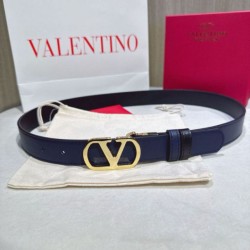 Premio Replica Cintura reversibile con logo VLogo Valentino Garavani 30mm Blu/Nero Imitazioni Outlet Online