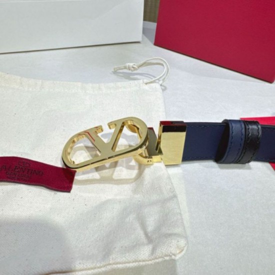 Premio Replica Cintura reversibile con logo VLogo Valentino Garavani 30mm Blu/Nero Imitazioni Outlet Online