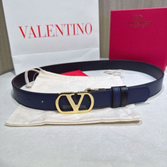 Premio Replica Cintura reversibile con logo VLogo Valentino Garavani 30mm Blu/Nero Imitazioni Outlet Online