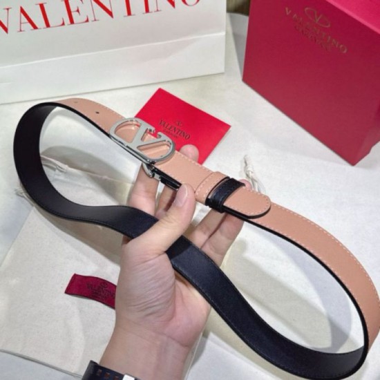 Premio Replica Cintura reversibile con logo VLogo Valentino Garavani 30mm Albicocca/Nero Imitazioni Outlet Online