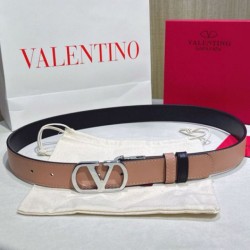 Premio Replica Cintura reversibile con logo VLogo Valentino Garavani 30mm Albicocca/Nero Imitazioni Outlet Online