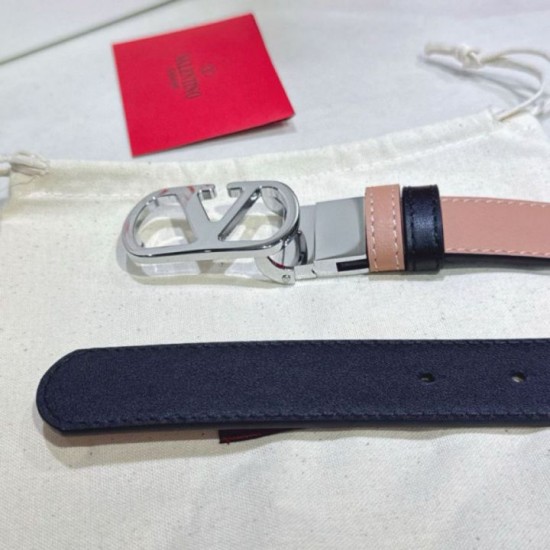 Premio Replica Cintura reversibile con logo VLogo Valentino Garavani 30mm Albicocca/Nero Imitazioni Outlet Online