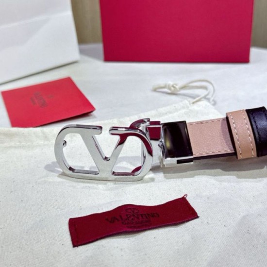 Premio Replica Cintura reversibile con logo VLogo Valentino Garavani 30mm Albicocca/Nero Imitazioni Outlet Online