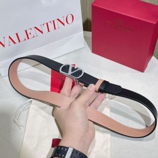 Premio Replica Cintura reversibile con logo VLogo Valentino Garavani 30mm Albicocca/Nero Imitazioni Outlet Online