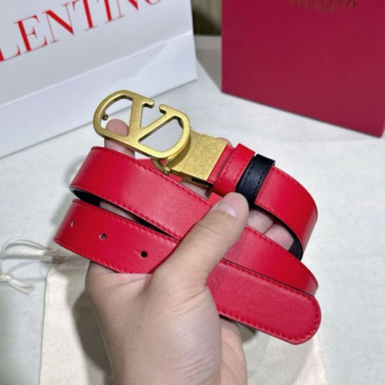 Premio Replica Cintura reversibile con logo VLogo Valentino Garavani 30mm Rosso/Nero Imitazioni Outlet Online