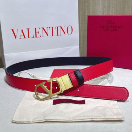 Premio Replica Cintura reversibile con logo VLogo Valentino Garavani 30mm Rosso/Nero Imitazioni Outlet Online