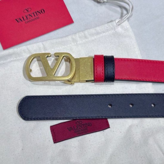 Premio Replica Cintura reversibile con logo VLogo Valentino Garavani 30mm Rosso/Nero Imitazioni Outlet Online