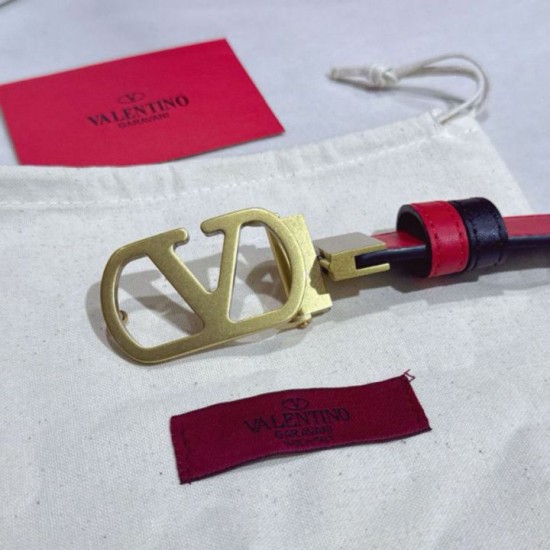 Premio Replica Cintura reversibile con logo VLogo Valentino Garavani 30mm Rosso/Nero Imitazioni Outlet Online