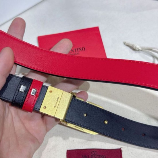 Premio Replica Cintura reversibile con logo VLogo Valentino Garavani 30mm Rosso/Nero Imitazioni Outlet Online