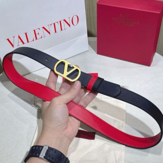 Premio Replica Cintura reversibile con logo VLogo Valentino Garavani 30mm Rosso/Nero Imitazioni Outlet Online