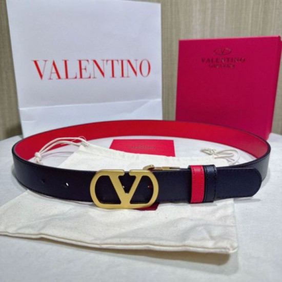 Premio Replica Cintura reversibile con logo VLogo Valentino Garavani 30mm Rosso/Nero Imitazioni Outlet Online