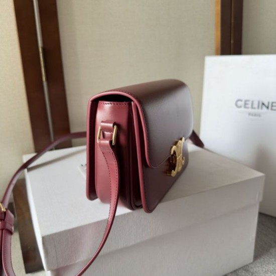 Premio Replica Borse Celine Teen Triomphe in pelle di vitello rossa Imitazioni Outlet Online