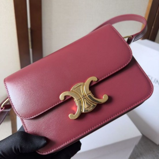 Premio Replica Borse Celine Teen Triomphe in pelle di vitello rossa Imitazioni Outlet Online