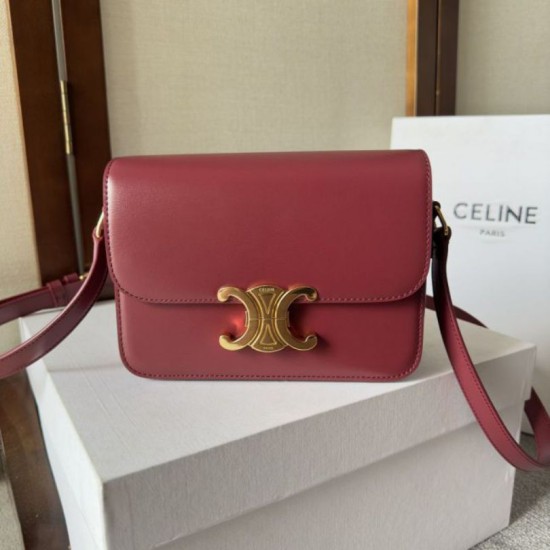 Premio Replica Borse Celine Teen Triomphe in pelle di vitello rossa Imitazioni Outlet Online