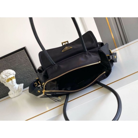 Premio Replica Borsa tote media Prada Explore nappa 1BG596 Nero Imitazioni Outlet Online