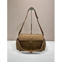 Premio Replica Borsa a spalla grande Prada Explore con patta in nappa 1BD391 Marrone Imitazioni Outlet Online