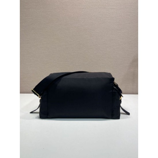 Premio Replica Borsa a spalla grande Prada Explore con patta in nappa 1BD391 Nero Imitazioni Outlet Online