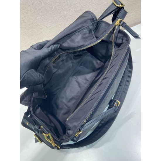 Premio Replica Borsa a spalla grande Prada Explore con patta in nappa 1BD391 Nero Imitazioni Outlet Online