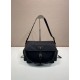 Premio Replica Borsa a spalla grande Prada Explore con patta in nappa 1BD391 Nero Imitazioni Outlet Online