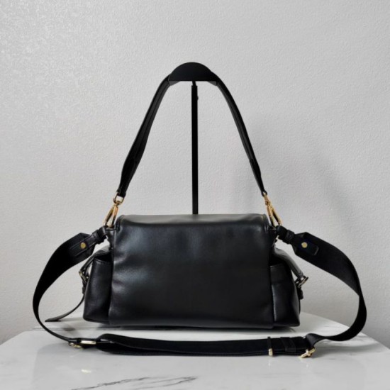 Premio Replica Borsa a spalla media Prada Explore con patta 1BD394 Nero Imitazioni Outlet Online