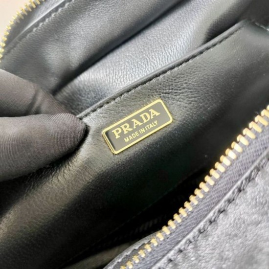 Premio Replica Borsa a spalla media Prada Explore con patta 1BD394 Nero Imitazioni Outlet Online