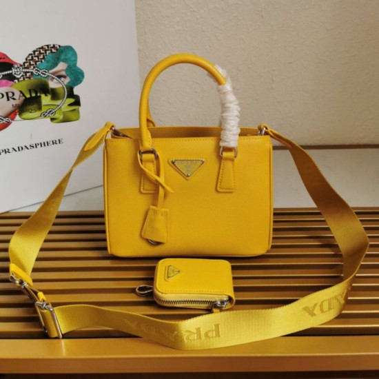 Premio Replica Borsa a mano Prada Galleria Saffiano piccola/media/grande Giallo Imitazioni Outlet Online