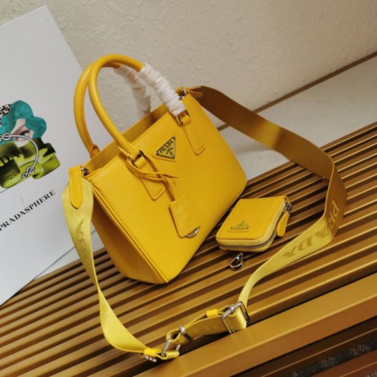 Premio Replica Borsa a mano Prada Galleria Saffiano piccola/media/grande Giallo Imitazioni Outlet Online