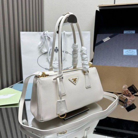 Premio Replica Borsa tote media Prada Galleria Saffiano 1BA457 Bianco Imitazioni Outlet Online