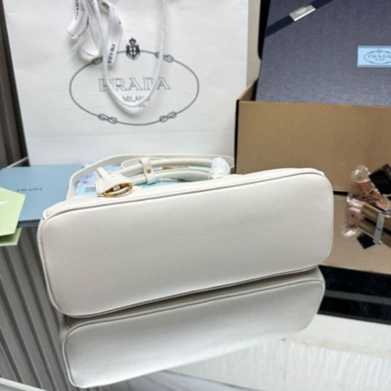 Premio Replica Borsa tote media Prada Galleria Saffiano 1BA457 Bianco Imitazioni Outlet Online