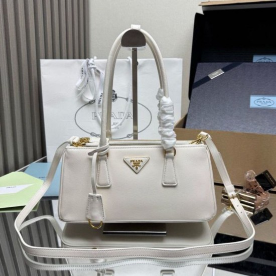 Premio Replica Borsa tote media Prada Galleria Saffiano 1BA457 Bianco Imitazioni Outlet Online