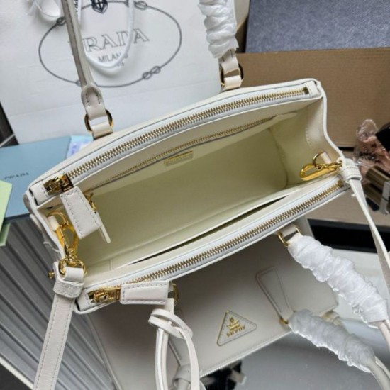 Premio Replica Borsa tote media Prada Galleria Saffiano 1BA457 Bianco Imitazioni Outlet Online