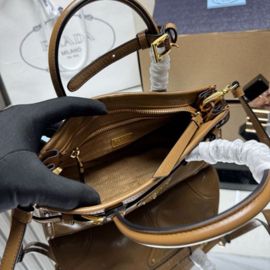 Premio Replica Borsa a mano Prada Bonnie mini 1BA486 Marrone Imitazioni Outlet Online