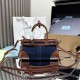 Premio Replica Borsa a mano Prada Bonnie mini 1BA486 Blu/Marrone Imitazioni Outlet Online