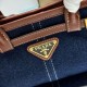 Premio Replica Borsa a mano Prada Bonnie mini 1BA486 Blu/Marrone Imitazioni Outlet Online