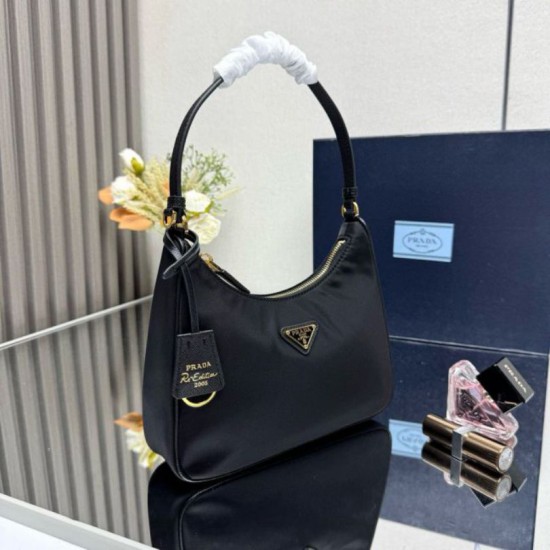 Premio Replica Borsa hobo mini Prada Re-Edition 2005 Re-Nylon Saffiano 1N204M Nero Imitazioni Outlet Online