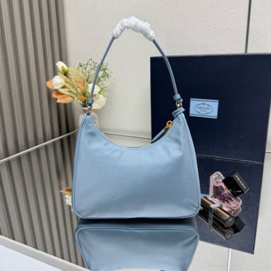 Premio Replica Borsa hobo mini Prada Re-Edition 2005 Re-Nylon Saffiano 1N204M Blu Imitazioni Outlet Online