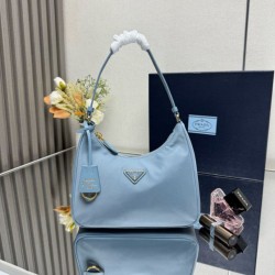 Premio Replica Borsa hobo mini Prada Re-Edition 2005 Re-Nylon Saffiano 1N204M Blu Imitazioni Outlet Online