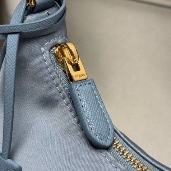 Premio Replica Borsa hobo mini Prada Re-Edition 2005 Re-Nylon Saffiano 1N204M Blu Imitazioni Outlet Online