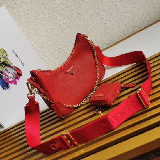 Premio Replica Borsa a mano/borsa hobo Saffiano Prada Re-Edition 2005 Rosso Imitazioni Outlet Online