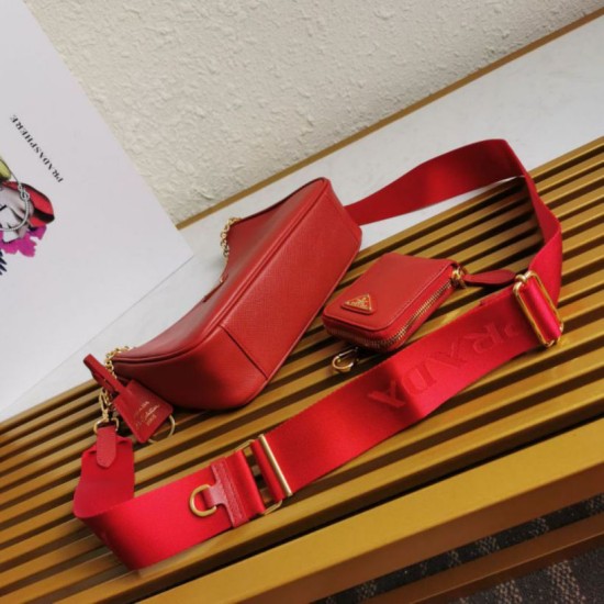 Premio Replica Borsa a mano/borsa hobo Saffiano Prada Re-Edition 2005 Rosso Imitazioni Outlet Online
