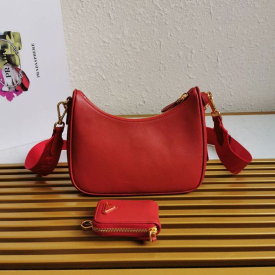 Premio Replica Borsa a mano/borsa hobo Saffiano Prada Re-Edition 2005 Rosso Imitazioni Outlet Online