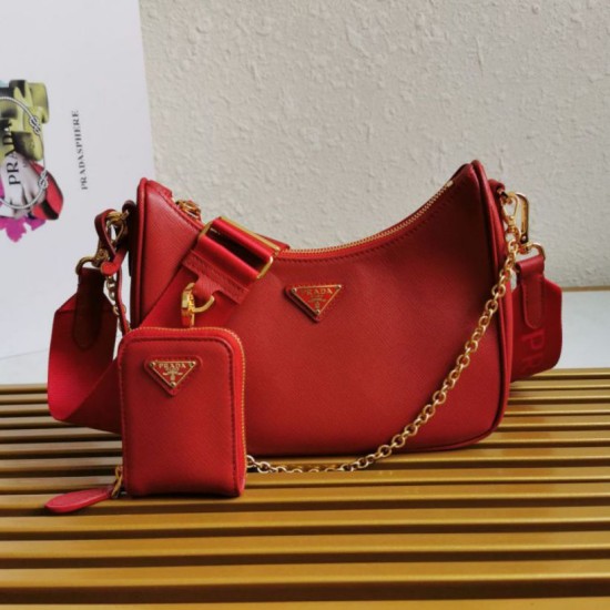 Premio Replica Borsa a mano/borsa hobo Saffiano Prada Re-Edition 2005 Rosso Imitazioni Outlet Online
