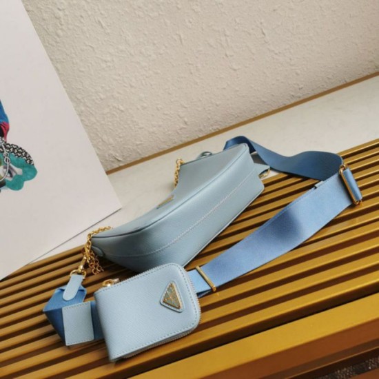 Premio Replica Borsa a mano/borsa hobo Saffiano Prada Re-Edition 2005 Blu Imitazioni Outlet Online